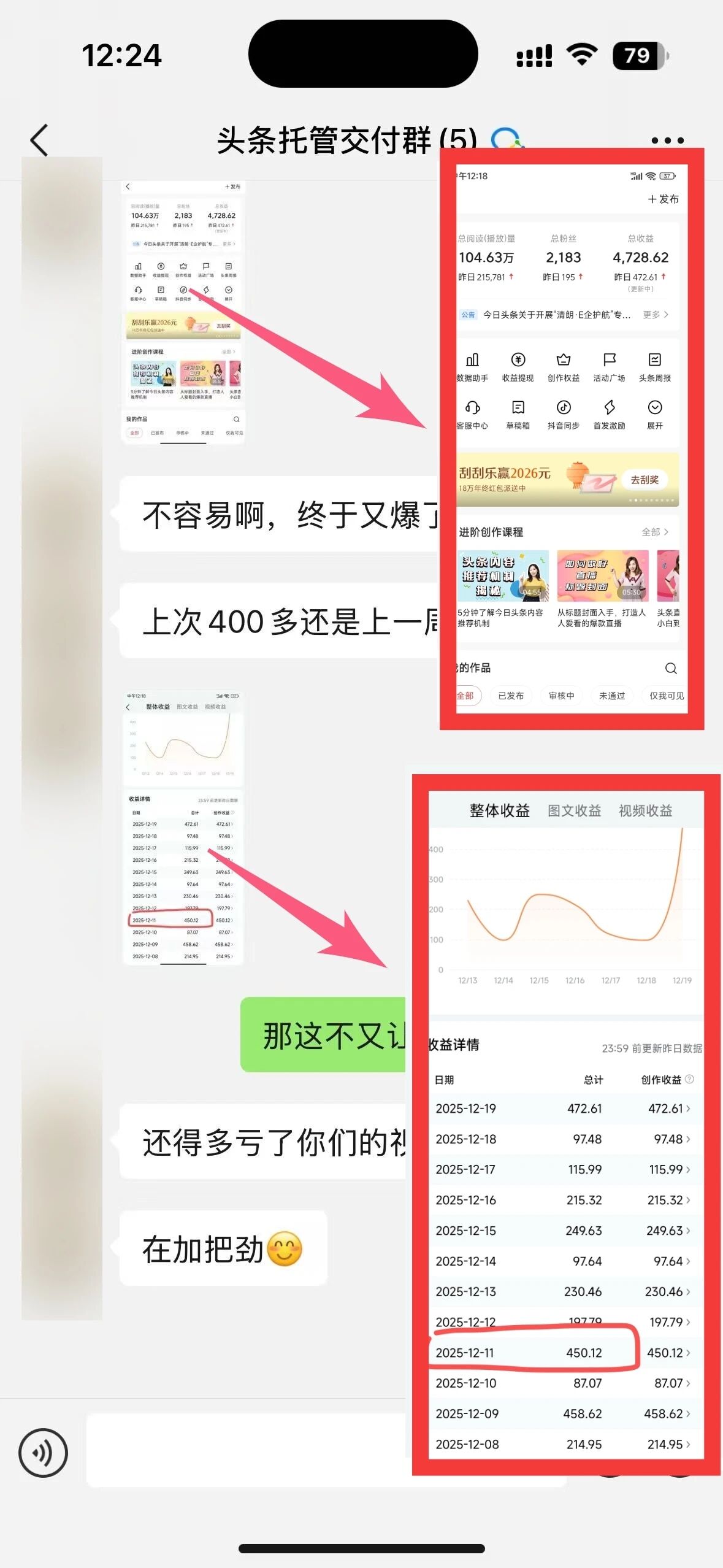 今日头条学员昨日变现400➕-炼金团队